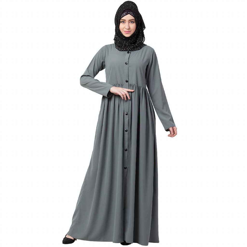 Grey open abaya top